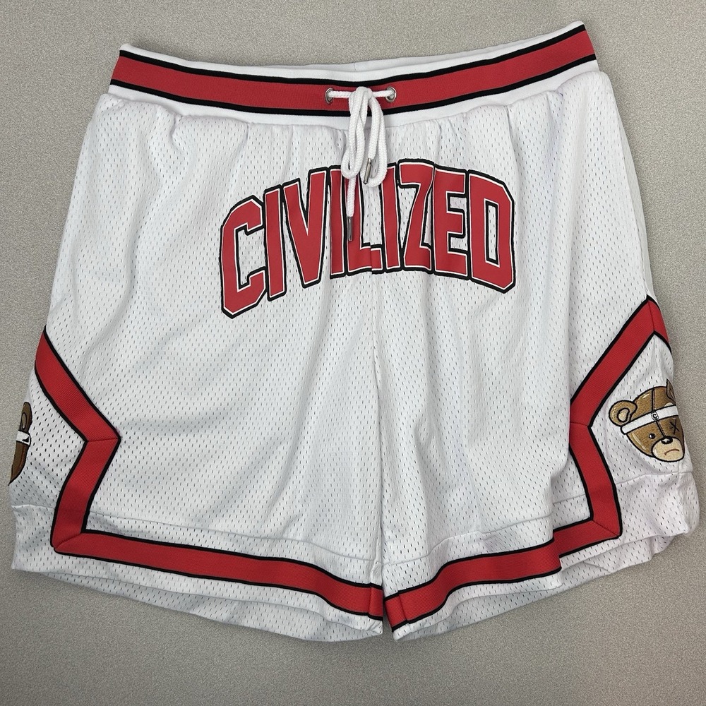 CivilizeD Air Bear White‎ Shorts Men's XL Drawstring Basketball